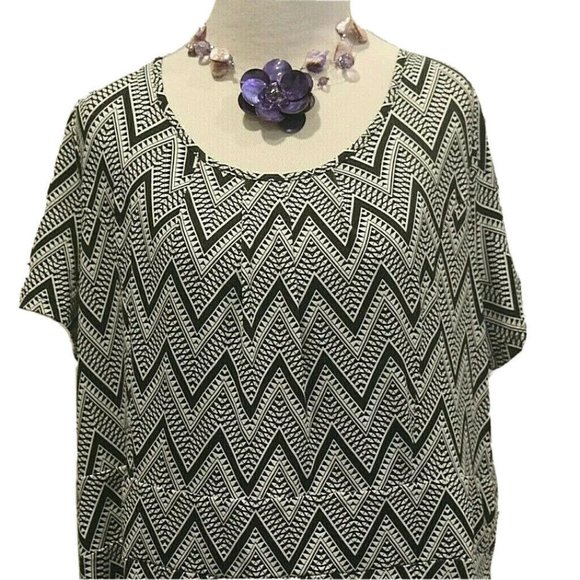 TALBOTS Woman Black & White Geometric Print Dress - Picture 2 of 9